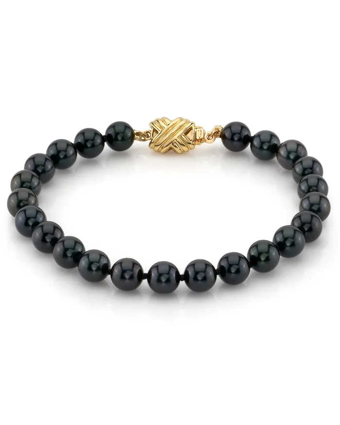 Bracelets spt Black Akoya Pearl Bracelet 6065mm Choose Your Quality