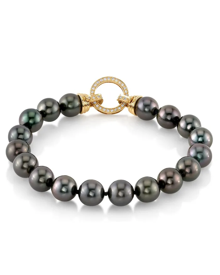 Bracelets spt True Round Black Tahitian Pearl Bracelet 8090mm AAAAAAA Quality