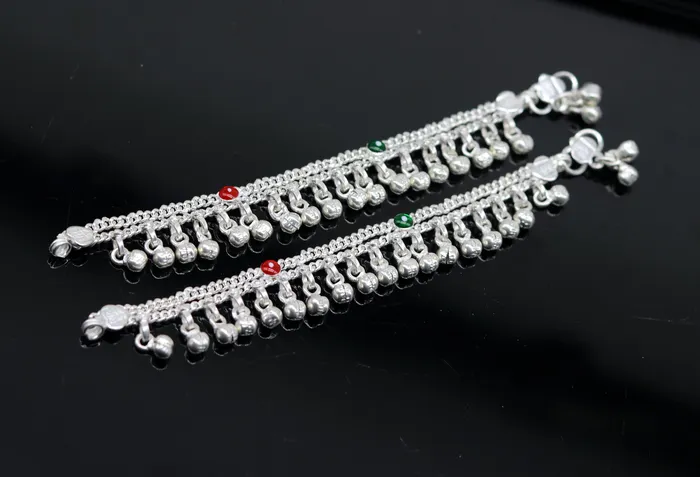 Bracelets TRIBAL ORNAMENTS 5 new born baby charming anklets bracelet double chain jingle bells ankle bracelet unisex gifting kids jewelry plan shiny jewelry ank258