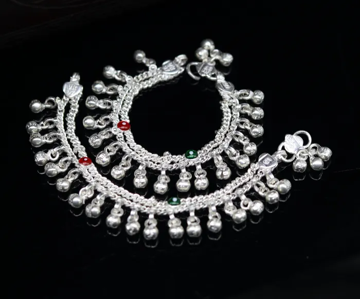 Bracelets TRIBAL ORNAMENTS 5 new born baby charming anklets bracelet double chain jingle bells ankle bracelet unisex gifting kids jewelry plan shiny jewelry ank258