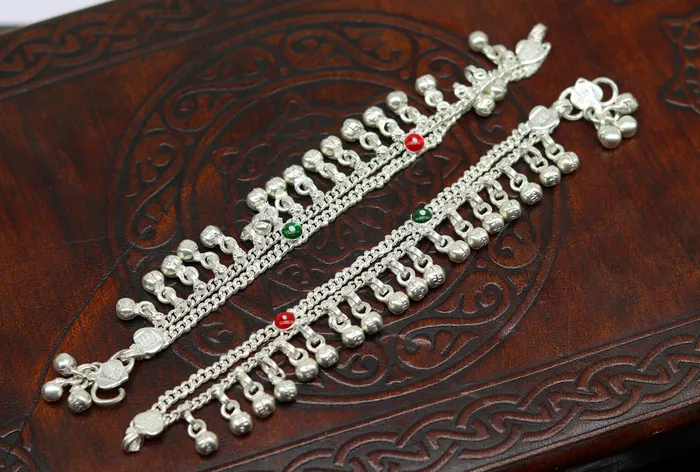 Bracelets TRIBAL ORNAMENTS 5 new born baby charming anklets bracelet double chain jingle bells ankle bracelet unisex gifting kids jewelry plan shiny jewelry ank258