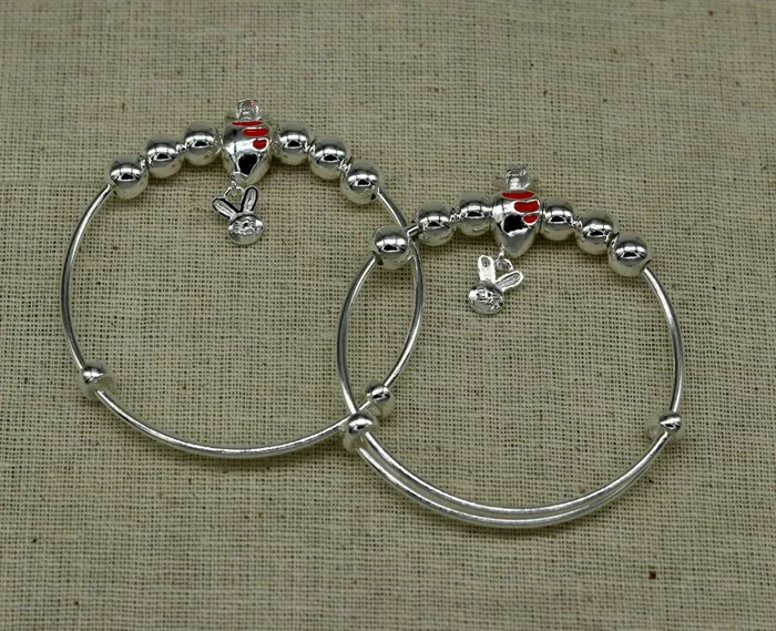 Bracelets TRIBAL ORNAMENTS 925 sterling silver adjustable charm bangle bracelet kada unisex kids baby bbk23