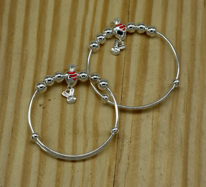 Bracelets TRIBAL ORNAMENTS 925 sterling silver adjustable charm bangle bracelet kada unisex kids baby bbk23