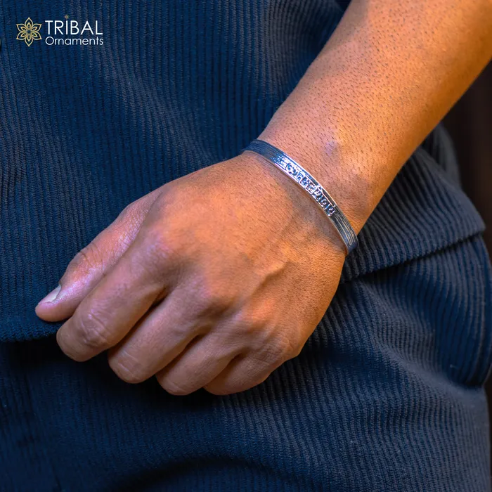 Bracelets TRIBAL ORNAMENTS 925 sterling silver handmade aum OM namah shivay mantra bracelet kada open face kada unisex shiva bracelet jewelry from india cuff48