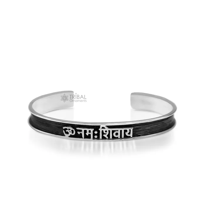 Bracelets TRIBAL ORNAMENTS 925 sterling silver handmade aum OM namah shivay mantra bracelet kada open face kada unisex shiva bracelet jewelry from india cuff48