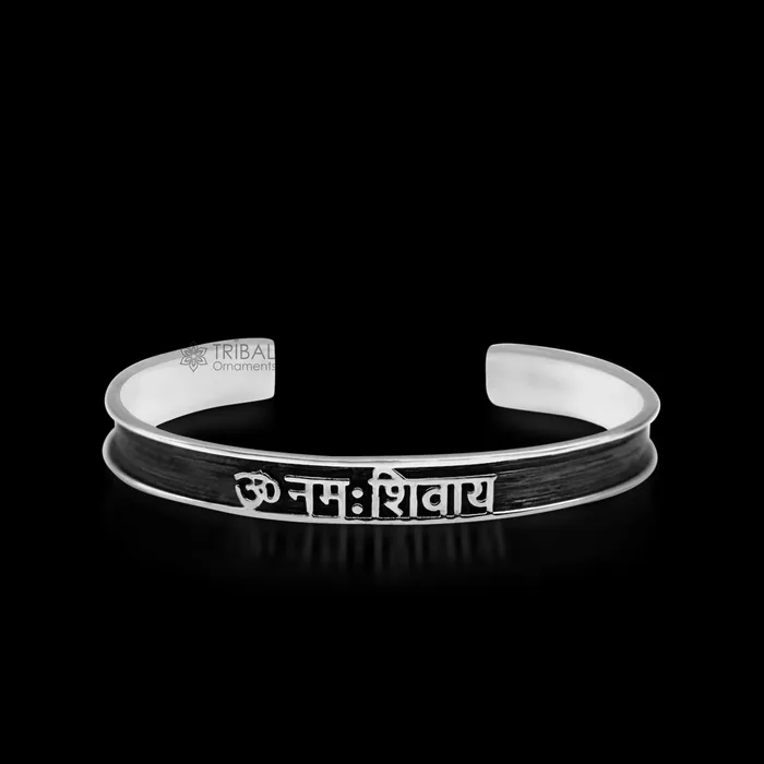 Bracelets TRIBAL ORNAMENTS 925 sterling silver handmade aum OM namah shivay mantra bracelet kada open face kada unisex shiva bracelet jewelry from india cuff48