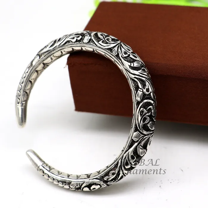 Bracelets TRIBAL ORNAMENTS 925 Sterling silver handmade fabulous chitai work customized bangle bracelet kada unisex personalized tribal jewelry nsk576