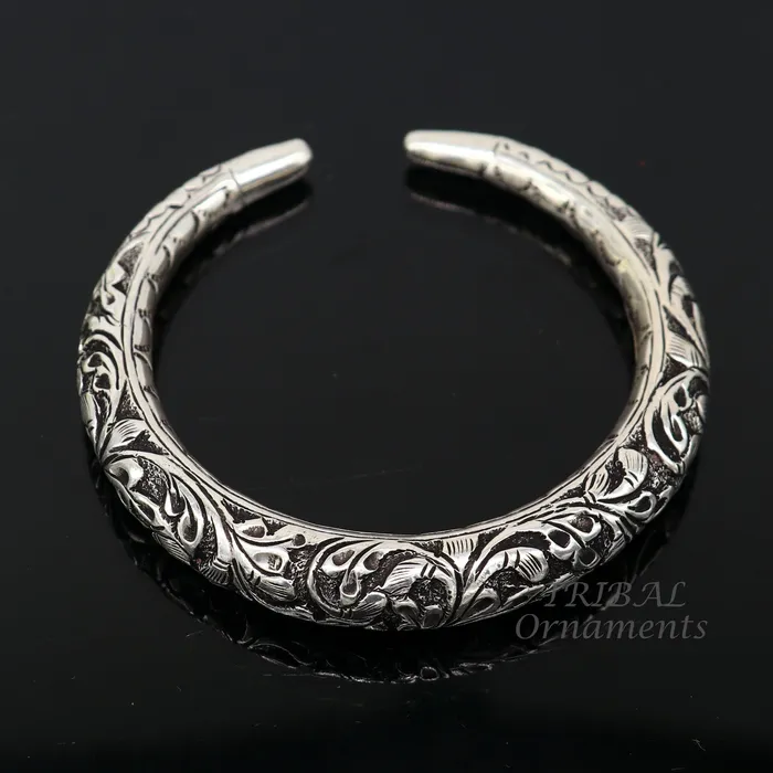 Bracelets TRIBAL ORNAMENTS 925 Sterling silver handmade fabulous chitai work customized bangle bracelet kada unisex personalized tribal jewelry nsk576