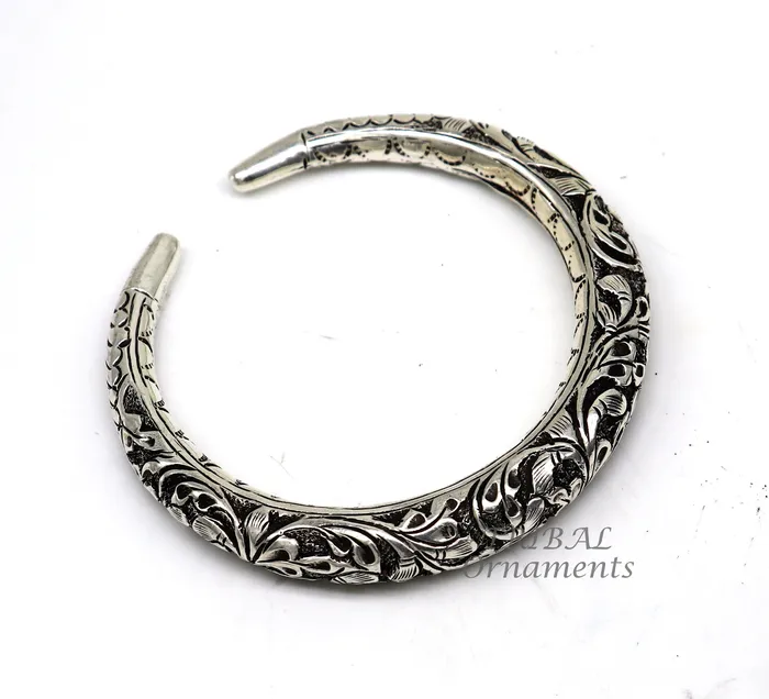 Bracelets TRIBAL ORNAMENTS 925 Sterling silver handmade fabulous chitai work customized bangle bracelet kada unisex personalized tribal jewelry nsk576