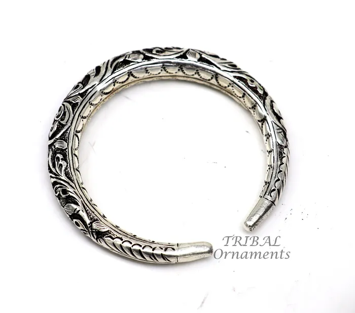 Bracelets TRIBAL ORNAMENTS 925 Sterling silver handmade fabulous chitai work customized bangle bracelet kada unisex personalized tribal jewelry nsk576
