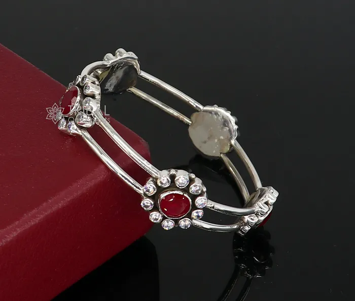 Bracelets TRIBAL ORNAMENTS 925 sterling silver handmade fabulous red cut stone bangle bracelet customized girls womens beautiful stylish fancy jewelry nba410