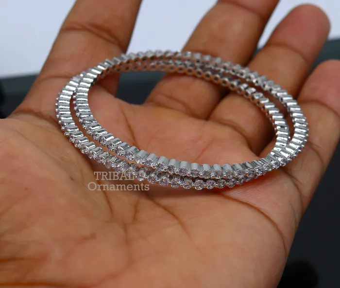 Bracelets TRIBAL ORNAMENTS 925 sterling silver handmade gorgeous Cubic zircon bangle bracelet best gifting jewelry girls womens bangles ba151