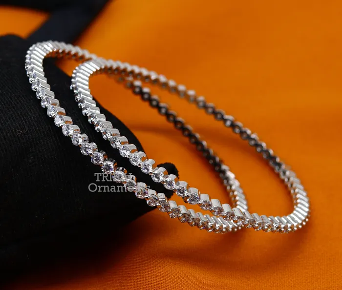 Bracelets TRIBAL ORNAMENTS 925 sterling silver handmade gorgeous Cubic zircon bangle bracelet best gifting jewelry girls womens bangles ba151