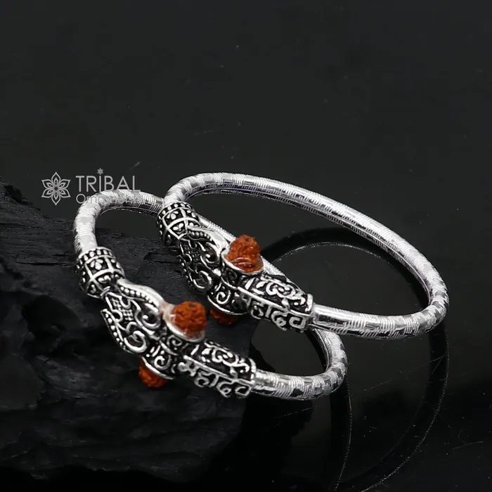 Bracelets TRIBAL ORNAMENTS 925 Sterling silver lord shiva bangle for kids mahadeva bangle kada nbbk bbk211