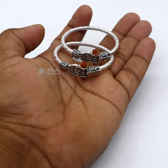 Bracelets TRIBAL ORNAMENTS 925 Sterling silver lord shiva bangle for kids mahadeva bangle kada nbbk bbk211