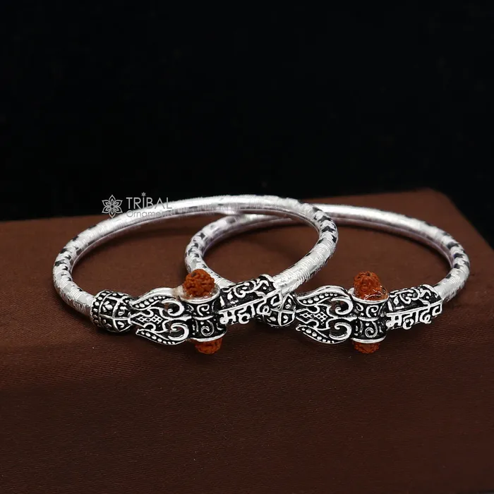 Bracelets TRIBAL ORNAMENTS 925 Sterling silver lord shiva bangle for kids mahadeva bangle kada nbbk bbk211