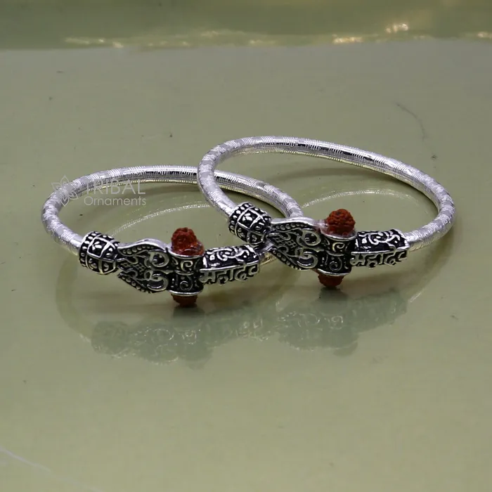 Bracelets TRIBAL ORNAMENTS 925 Sterling silver lord shiva bangle for kids mahadeva bangle kada nbbk bbk211