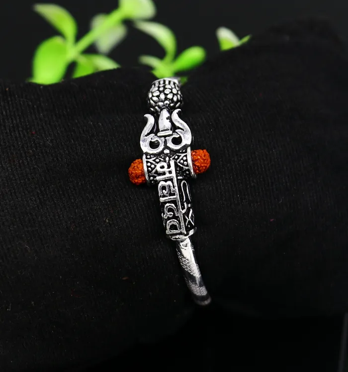 Bracelets TRIBAL ORNAMENTS Handmade vintage antique design customized silver baby bangle kada excellent lord shiva Mahadeva bangle bracelet kada for gifting nbbk235