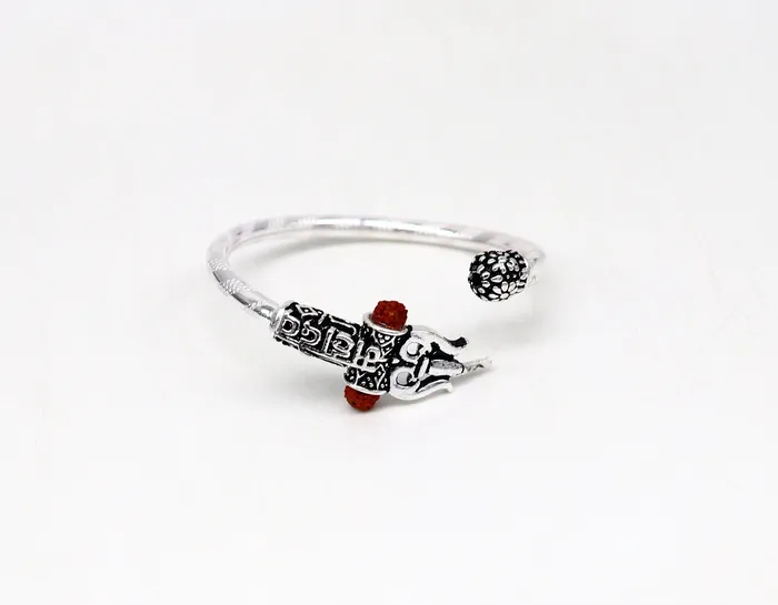 Bracelets TRIBAL ORNAMENTS Handmade vintage antique design customized silver baby bangle kada excellent lord shiva Mahadeva bangle bracelet kada for gifting nbbk235