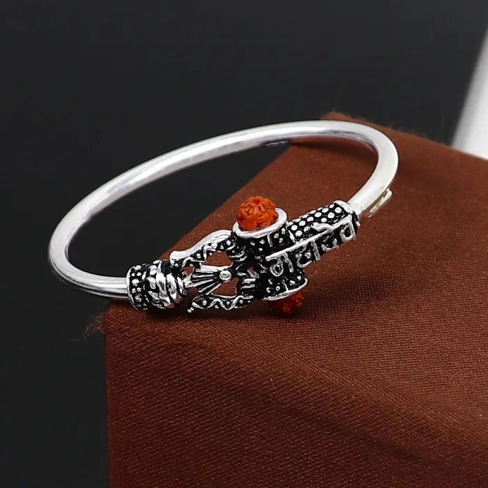 Bracelets TRIBAL ORNAMENTS Handmade vintage design sterling silver babykids bangle kada excellent lord shiva Mahadeva bangle bracelet Bahubali kada gifting nbbk239