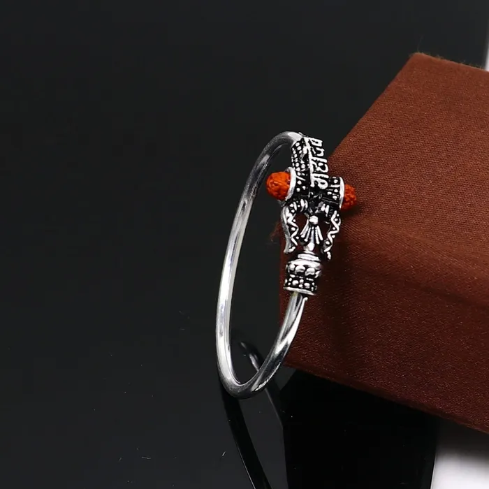 Bracelets TRIBAL ORNAMENTS Handmade vintage design sterling silver babykids bangle kada excellent lord shiva Mahadeva bangle bracelet Bahubali kada gifting nbbk239