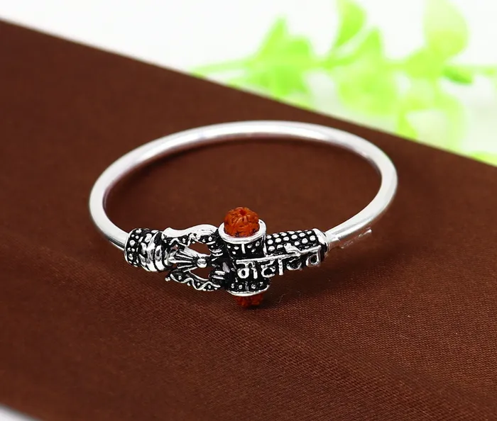 Bracelets TRIBAL ORNAMENTS Handmade vintage design sterling silver babykids bangle kada excellent lord shiva Mahadeva bangle bracelet Bahubali kada gifting nbbk239