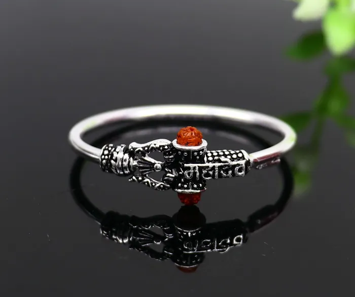 Bracelets TRIBAL ORNAMENTS Handmade vintage design sterling silver babykids bangle kada excellent lord shiva Mahadeva bangle bracelet Bahubali kada gifting nbbk239