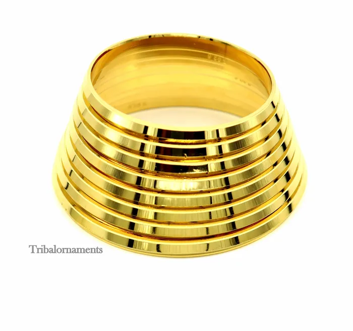 Bracelets TRIBAL ORNAMENTS Punjabi Kada Sikkh Kada 925 sterling silver handmade Rajputi Royal Kada stunning gold polished solid silver couple bangle kada nsk463