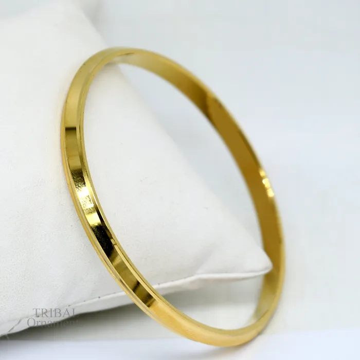 Bracelets TRIBAL ORNAMENTS Punjabi Kada Sikkh Kada 925 sterling silver handmade Rajputi Royal Kada stunning gold polished solid silver couple bangle kada nsk463