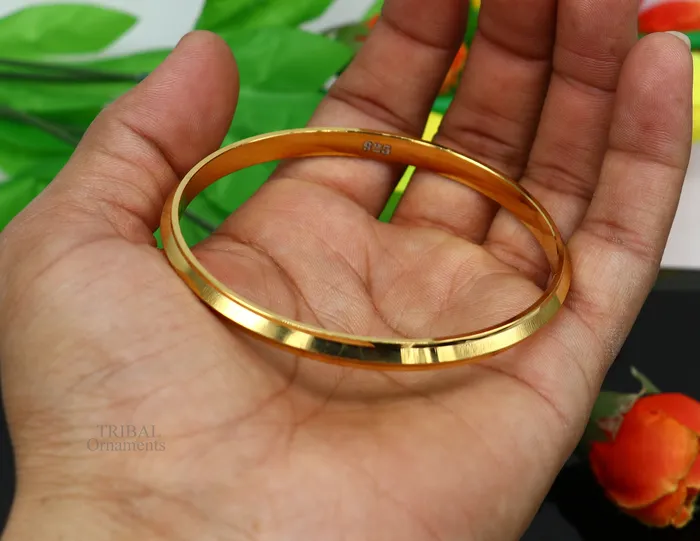 Bracelets TRIBAL ORNAMENTS Punjabi Kada Sikkh Kada 925 sterling silver handmade Rajputi Royal Kada stunning gold polished solid silver couple bangle kada nsk463
