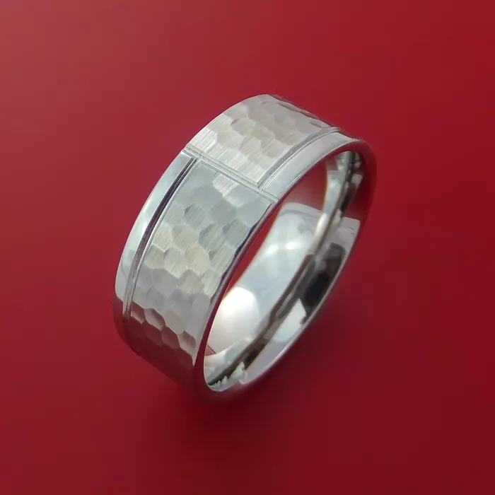 Cobalt Chrome Hammered Ring with Modern Design Custom Made Band Lashbrook Rings Cobalt Chrome Hammered Ring with Modern Design Custom Made Band Lashbrook Rings