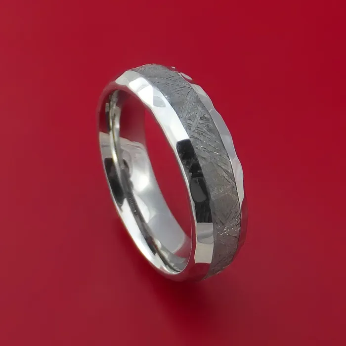 Cobalt Chrome Ring with Gibeon Meteorite Inlay Custom Made Band Lashbrook Rings Cobalt Chrome Ring with Gibeon Meteorite Inlay Custom Made Band Lashbrook Rings