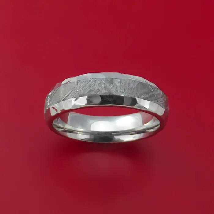 Cobalt Chrome Ring with Gibeon Meteorite Inlay Custom Made Band Lashbrook Rings Cobalt Chrome Ring with Gibeon Meteorite Inlay Custom Made Band Lashbrook Rings