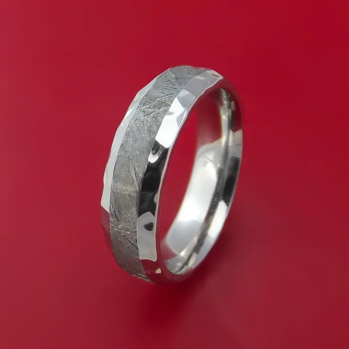 Cobalt Chrome Ring with Gibeon Meteorite Inlay Custom Made Band Lashbrook Rings Cobalt Chrome Ring with Gibeon Meteorite Inlay Custom Made Band Lashbrook Rings