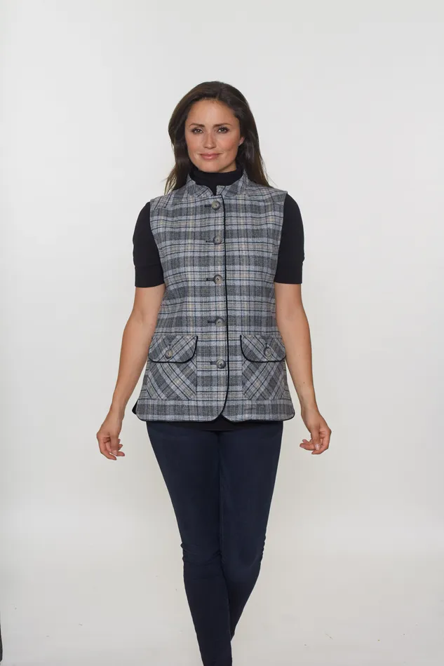 David Barry Rings Ladies Silver Tweed Gilet David Barry Rings Ladies Silver Tweed Gilet