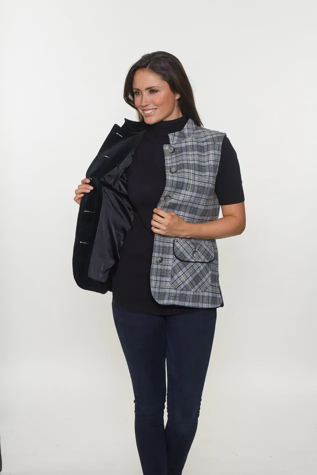 David Barry Rings Ladies Silver Tweed Gilet David Barry Rings Ladies Silver Tweed Gilet