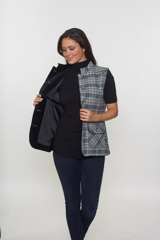 David Barry Rings Ladies Silver Tweed Gilet David Barry Rings Ladies Silver Tweed Gilet