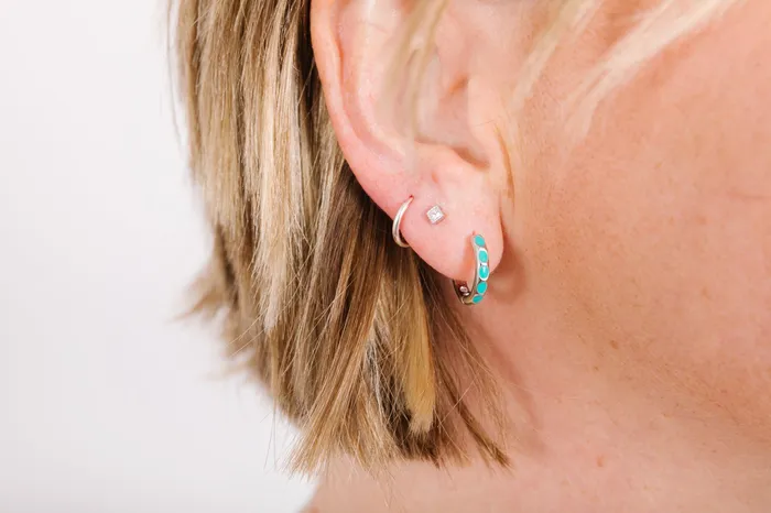DLUX Earrings Turquoise Huggies