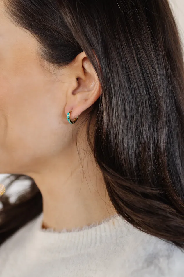 DLUX Earrings Turquoise Huggies