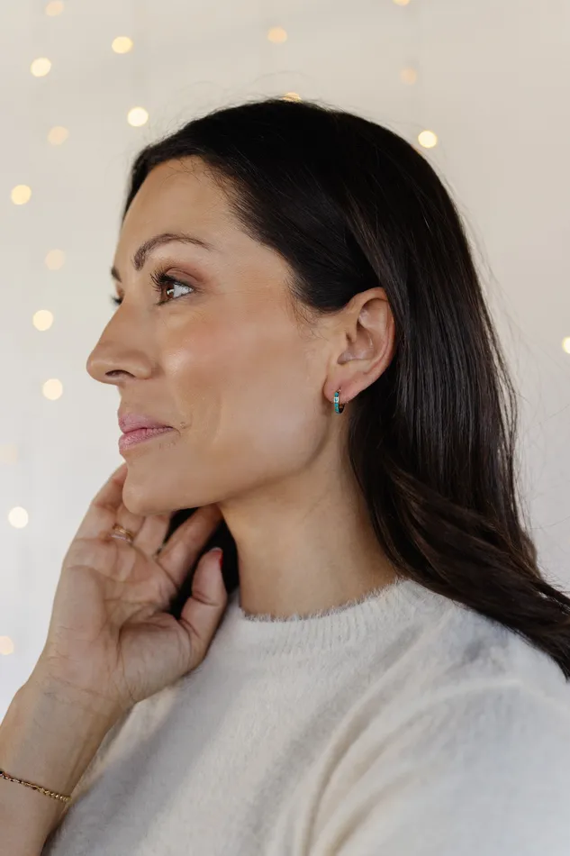 DLUX Earrings Turquoise Huggies