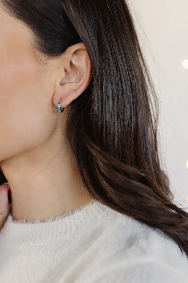 DLUX Earrings Turquoise Huggies