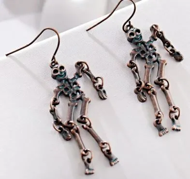 E1124 Bronze Distressed Skeleton Earrings POLLY Earrings