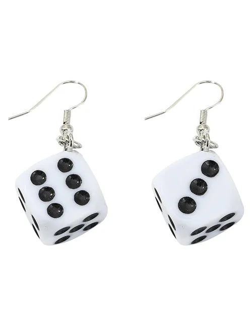E1271 White 3D Dice Earrings 02 Earrings
