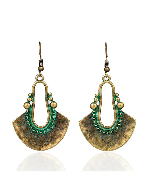 E1653 Antique Gold Oxidized Look Abstract Earrings 02 Earrings
