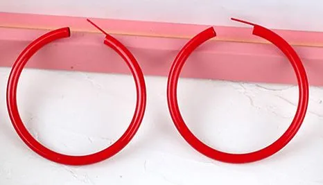 E249 Red Hoop Earrings 02 Earrings