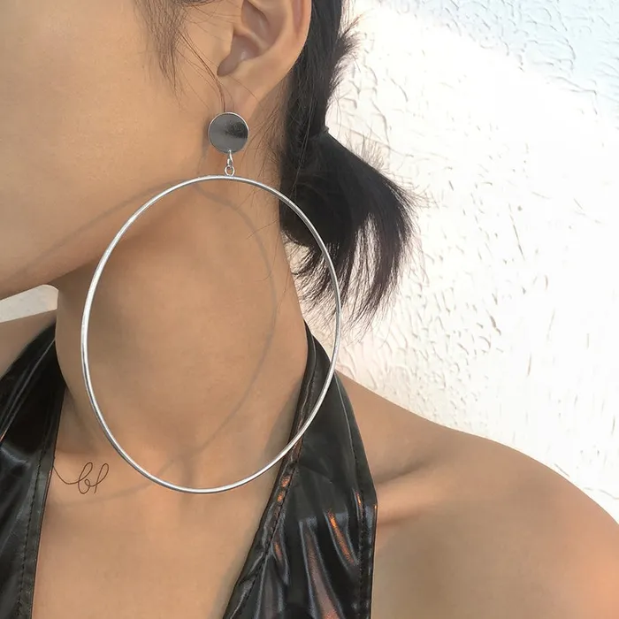 Earrings 01 E1690 Silver Giant Hoop Earrings