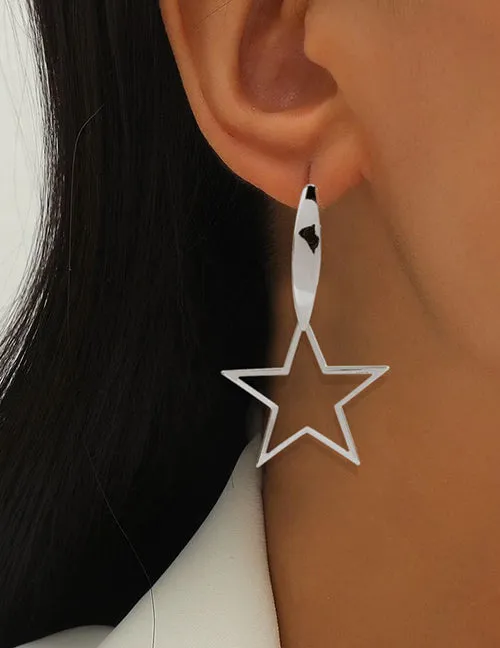 Earrings 02 E698 Silver Cut Out Star Earrings
