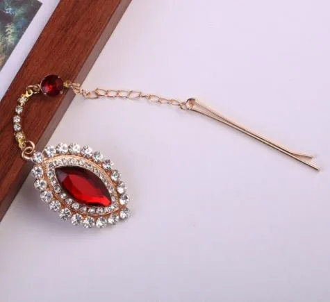 Earrings alice H578 Gold Red Gemstone Rhinestone Forehead Jewelry