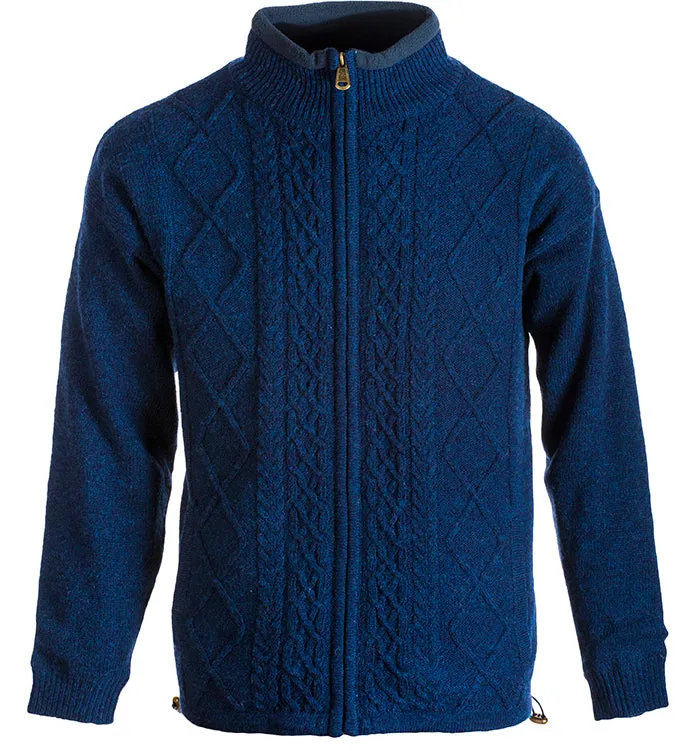 Earrings Aran Woollen Mills New Wool Aran Lined Zipper Cardigan