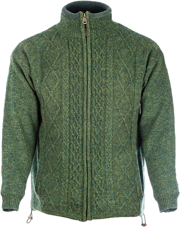 Earrings Aran Woollen Mills New Wool Aran Lined Zipper Cardigan